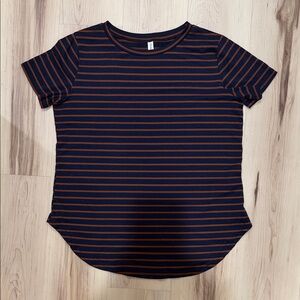 Tickled Teal Navy and Brown Striped Top